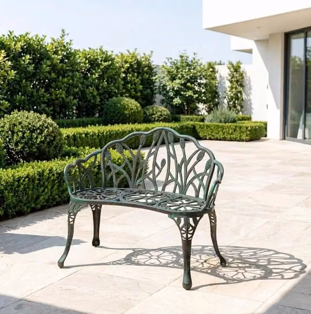Panchina da giardino in alluminio 99x57x78 cm; verde antico