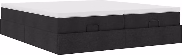 Struttura Letto Pouf con Materassi Nero 180x200 cm in Tessuto