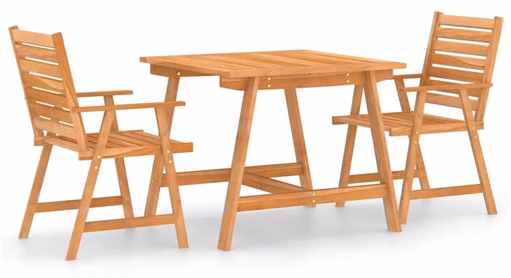 Set da giardino in legno di acacia massello, composto da 3 pezzi - Set da bistrot resistente agli agenti atmosferici - Ideale per terrazzi e balconi