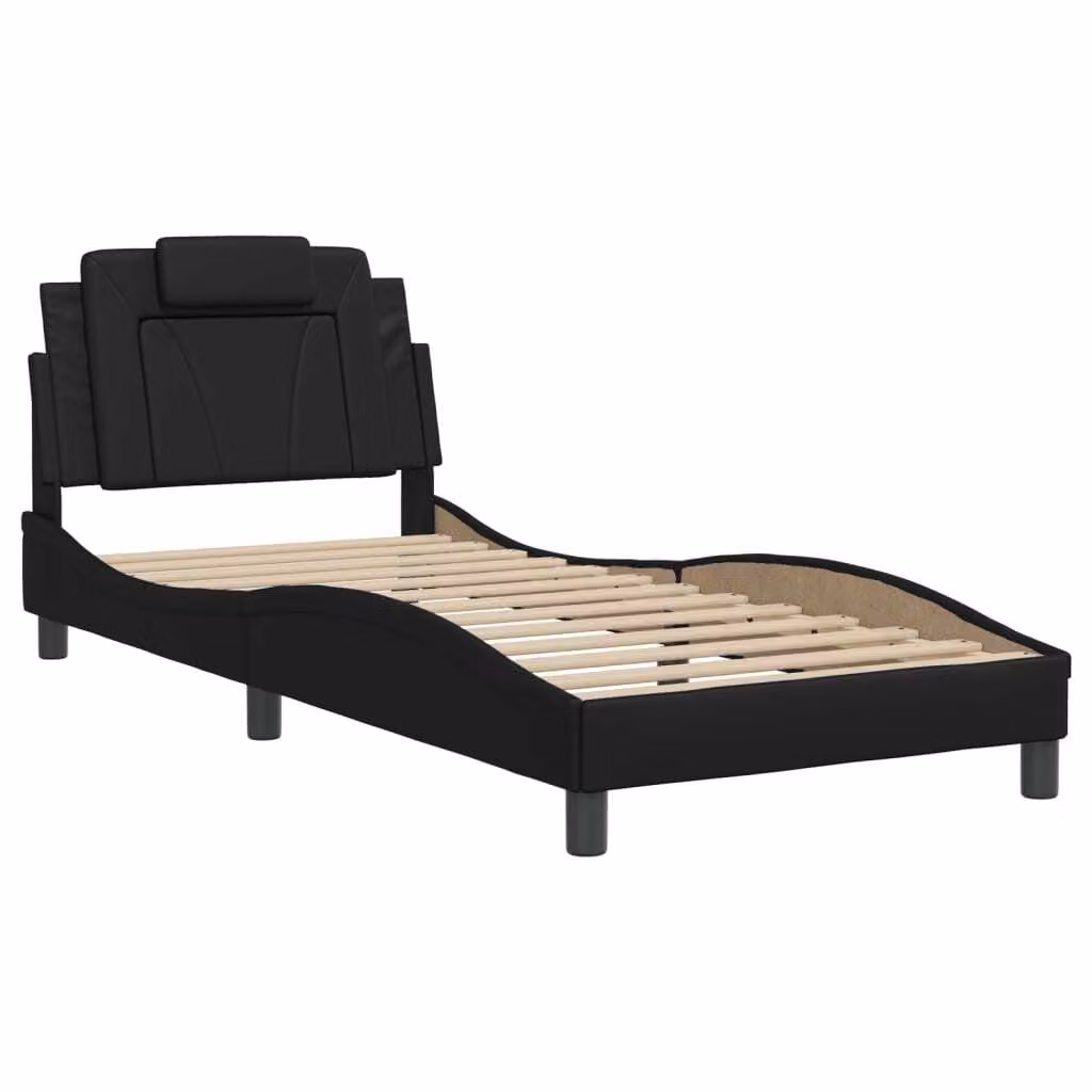 Giroletto Viana senza Materasso Nero 90x200 cm in Pelle finta