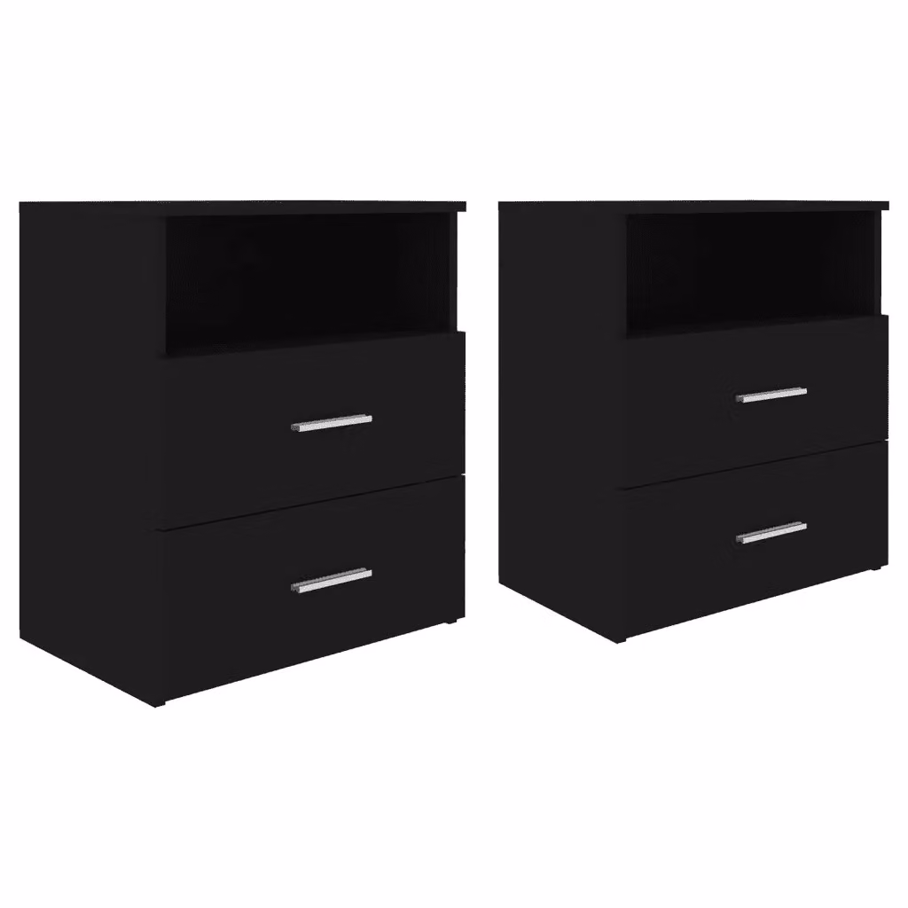 Set di 2 comodini sospesi vidaXL neri in legno con finitura lucida L/P/H: 50 x 32 x 60 cm – 2