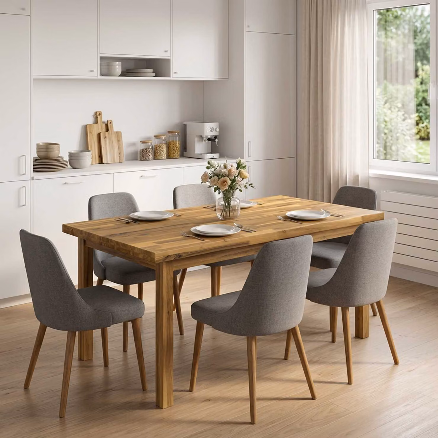 Piano del tavolo rettangolare in legno di acacia vidaXL con bordo naturale, marrone e bianco, L: 110 cm, P: 60 cm, H: 3 cm