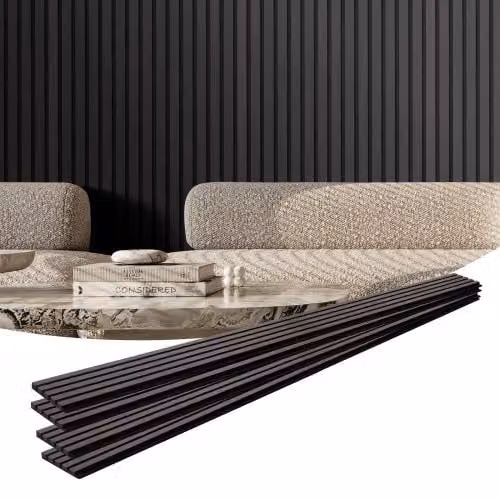 Pannelli Acustici a Doghe in Legno MDF VEVOR per Decorazione Pareti Interne e Riduzione del Rumore, Effetto Legno, Colore Nero, L: 240 cm, H: 20 cm, P: 2 cm