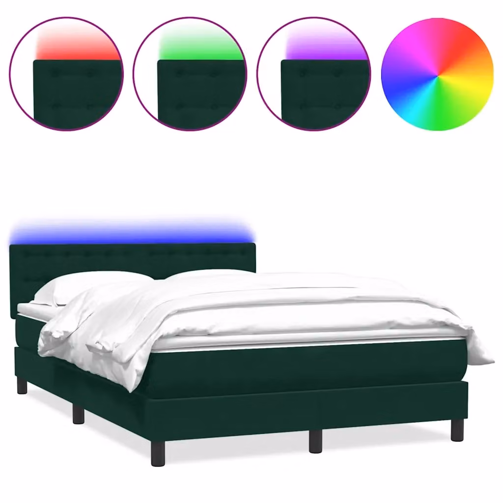 Letto a molle con materasso vidaXL in velluto verde scuro con illuminazione LED sottostante e porta USB L/P/H: 160 x 220 x 88 cm – 2