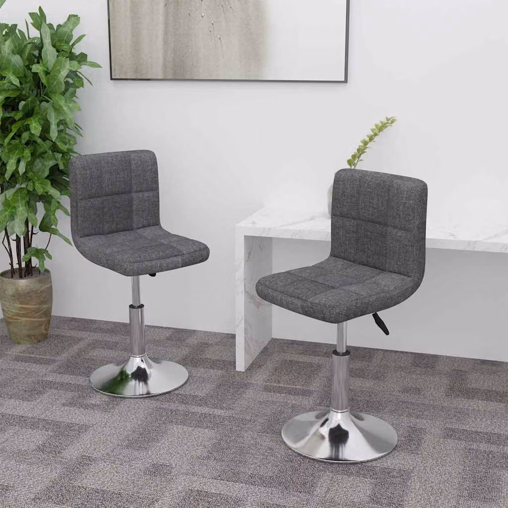 Set di 2 sedie da pranzo girevoli vidaXL in tessuto grigio scuro con design moderno