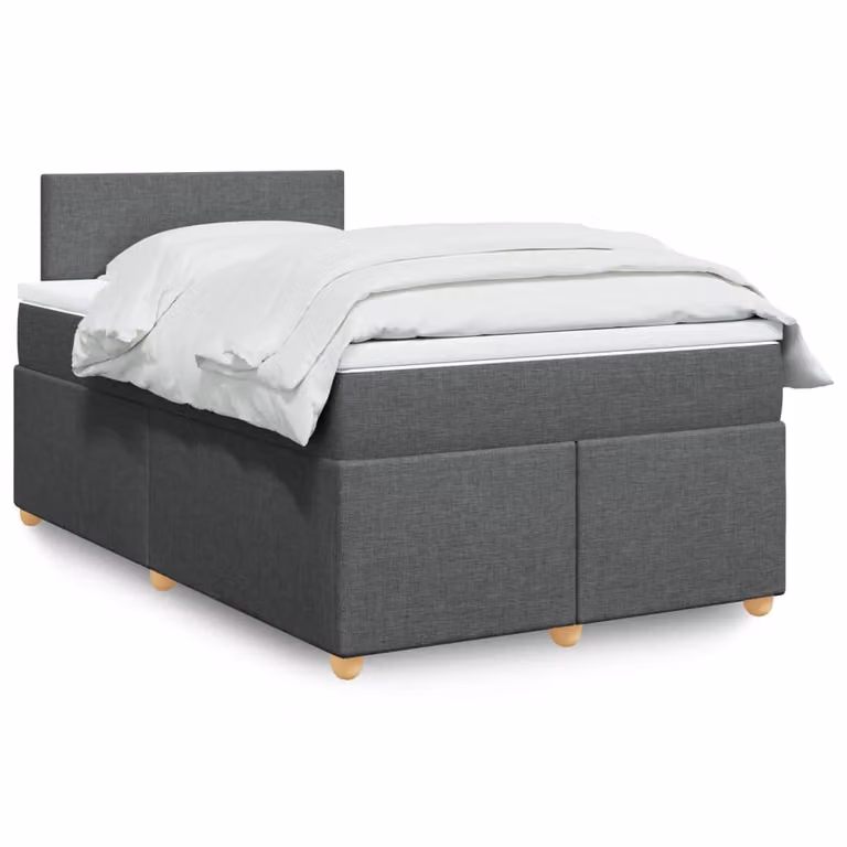 vidaXL Giroletto a Molle Ibrido con Materasso in Tessuto Grigio e Bianco L/P/H: 200 x 120 x 76,7 cm