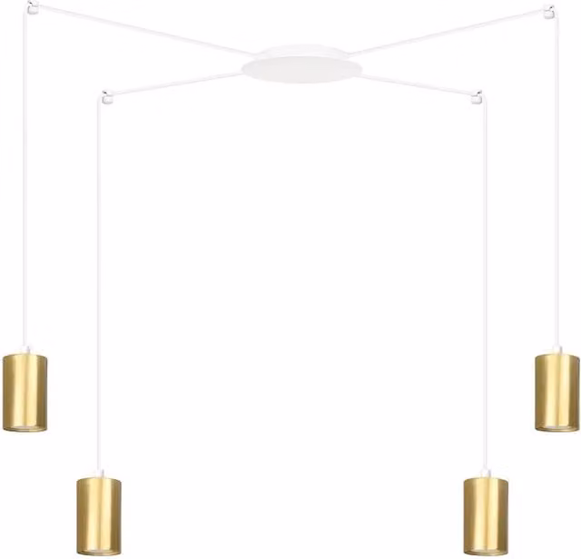 Lampada a sospensione moderna Takehaya a ragno con 4 luci in metallo bianco e oro con altezza regolabile
