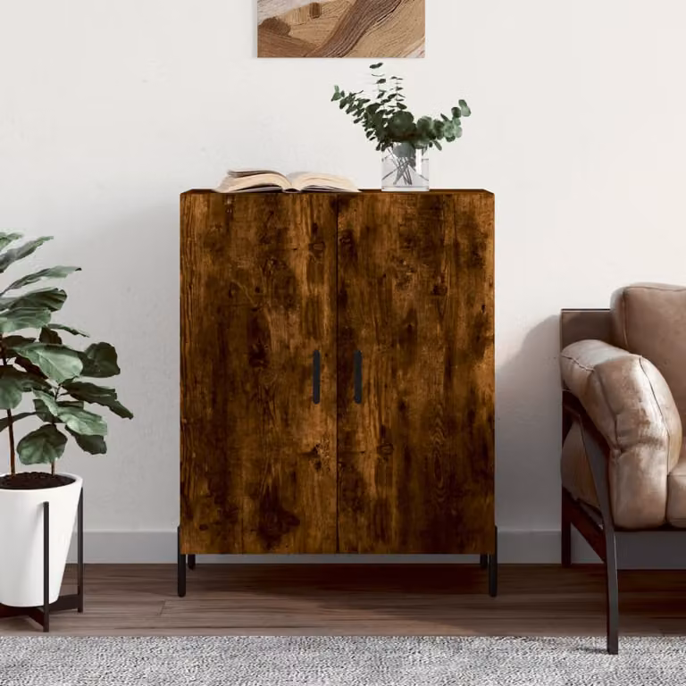 Credenza vidaXL in Rovere Fumo e Legno Multistrato, L: 69,5 cm, P: 34 cm, H: 90 cm