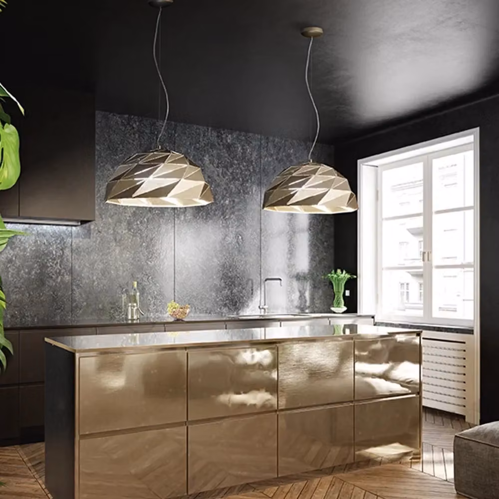 Lampadario a sospensione moderno Perenz Tilt in metallo oro e bianco con 3 luci E27 regolabili – 2