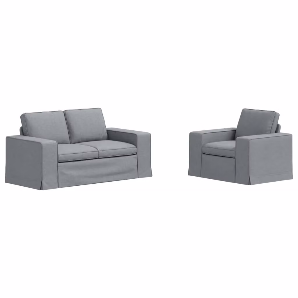 Set di divani angolari L-shape vidaXL in tessuto grigio e nero con struttura in metallo e cuscini inclusi – 2