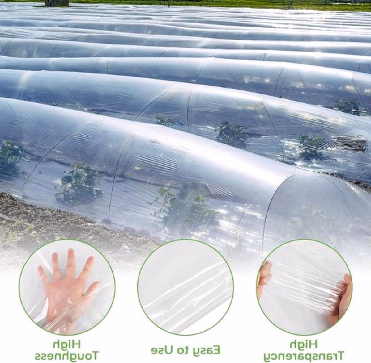 Pellicola di polietilene spessa e trasparente, dimensioni 2m x 10m - Pellicola protettiva impermeabile per giardini, mobili e rifiuti edili