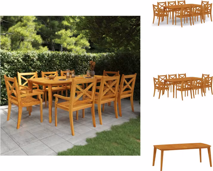vidaXL Set da pranzo da giardino 9 pezzi in legno massiccio di acacia - Set di mobili da giardino