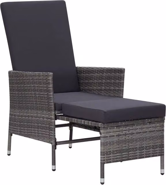 Sedia da giardino reclinabile vidaXL in rattan e metallo color antracite opaco