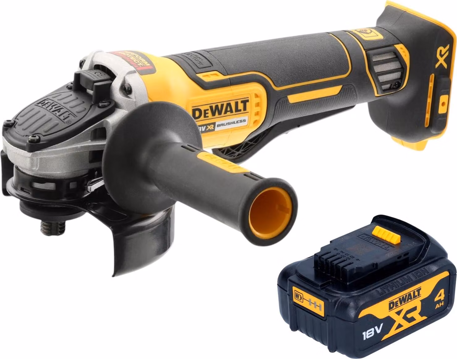 Smerigliatrice angolare a batteria DeWalt DCG 406 N 18 V 125 mm Brushless + 1x batteria 4,0 Ah - senza caricabatteria