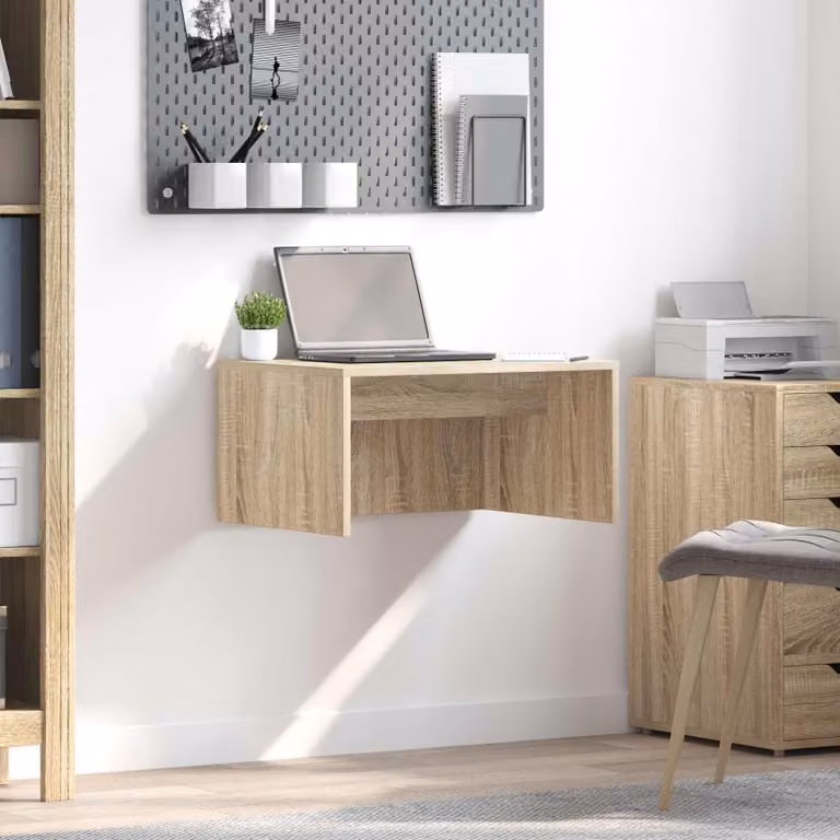 Scrivania a parete sospesa vidaXL in legno ingegnerizzato Rovere, L: 60 cm, P: 30 cm, H: 45 cm
