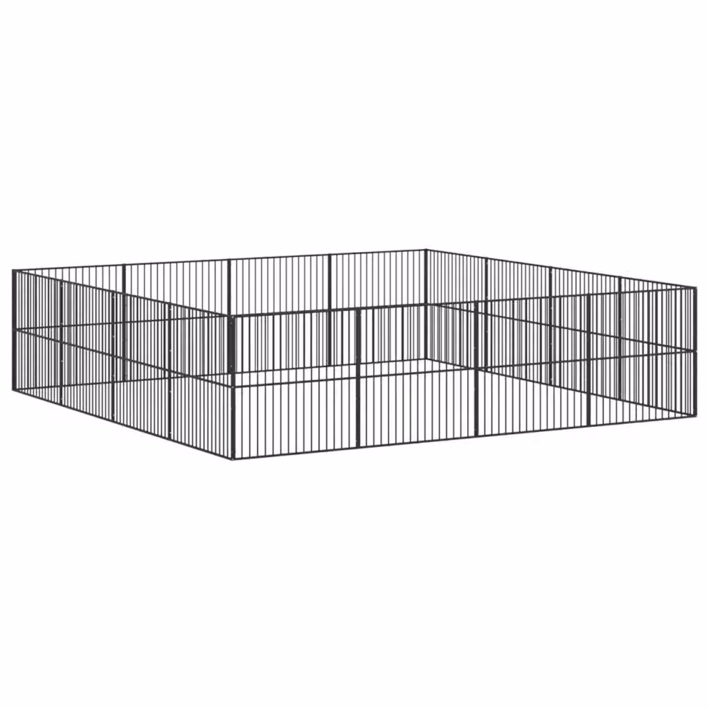 Box per cani vidaXL in acciaio nero opaco con 16 pannelli – 2