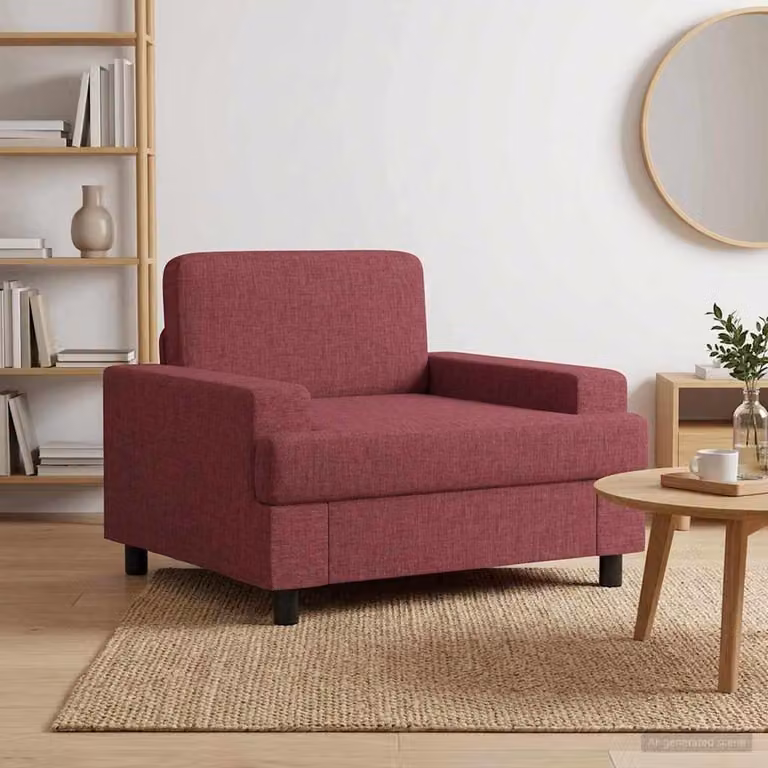 Poltrona moderna vidaXL in tessuto rosso con braccioli e seduta in schiuma