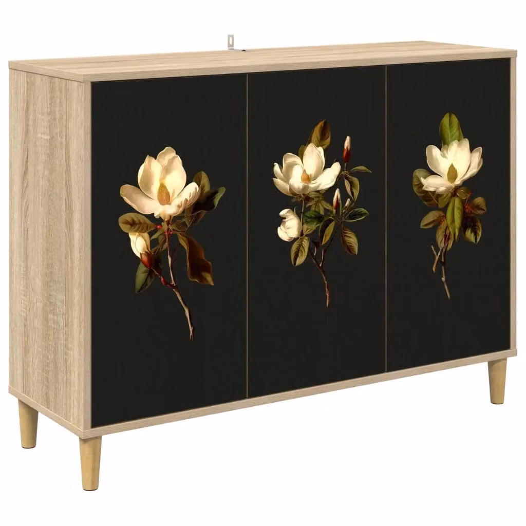 Credenza moderna BREMEN vidaXL in legno ingegnerizzato marrone e nero L/P/H: 102 x 33 x 75 cm – 2