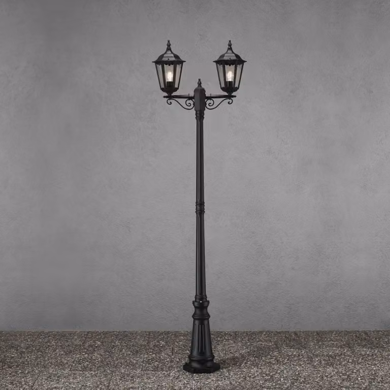 Konstsmide Lampione Firenze 2 luci, nero FIRENZE, Nero, Alluminio, Campagna / Rustiche