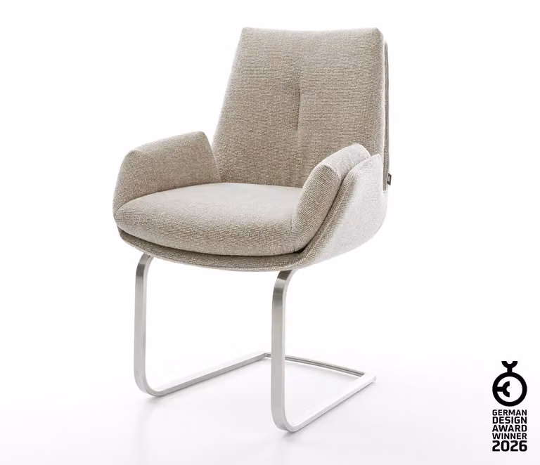 DELIFE cantilever Clea-Flex tessuto Soft Beige cantilever piatto in acciaio inox