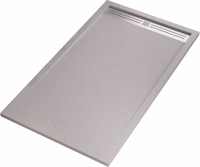 Piatto doccia in marmoresina grigio chiaro effetto pietra cemento relax, misura 90x130