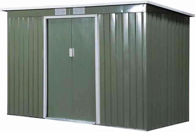 Casetta Box da Giardino 280x130x172 cm in Lamiera di Acciaio Verde Chiaro
