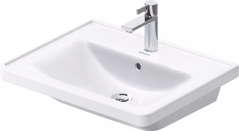 Duravit D-Neo lavabo, 600x480mm, 1 trou pour robinet, avec trop-plein, blanc brillant, 2367600000, 2367600000