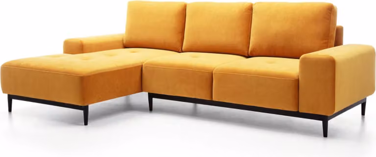 FURNLUX Divano angolare Vero Giallo e Nero 266cm / Colore principale: Giallo / Dimensioni: 266 x 93 x 175 cm