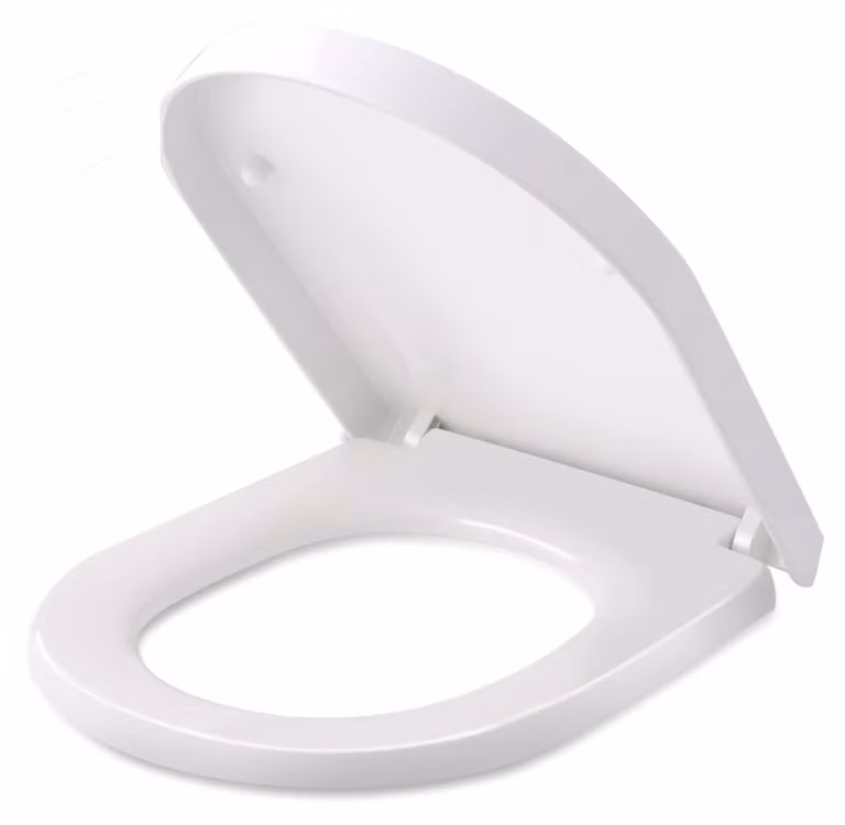 Coperchio per WC Himimi, sedile WC con chiusura ammortizzata, sedile WC a forma di D con cerniera regolabile in acciaio inossidabile, sedile WC in PP antibatterico