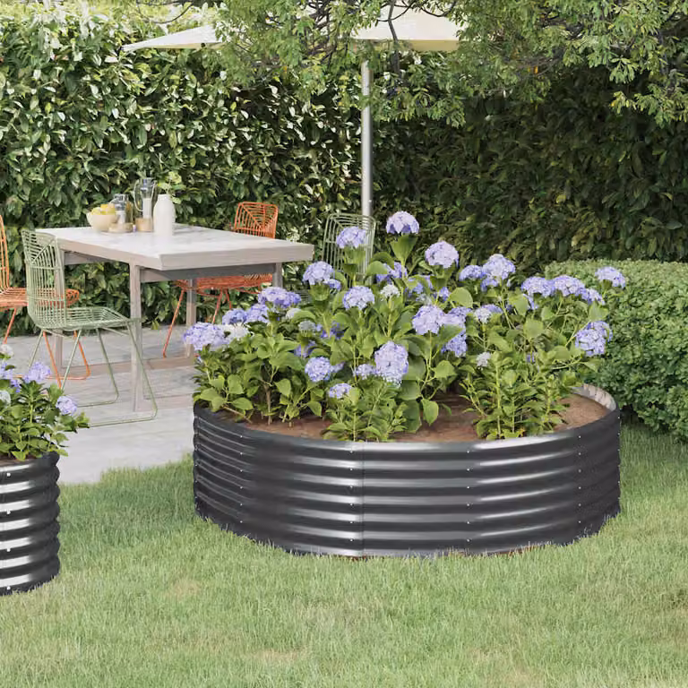 Letto da giardino rialzato vidaXL in acciaio zincato antracite L: 140 cm, P: 140 cm, H: 36 cm