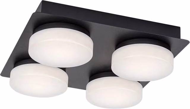 Plafoniera LED Rabalux Attichus nera con protezione IP44 per bagno