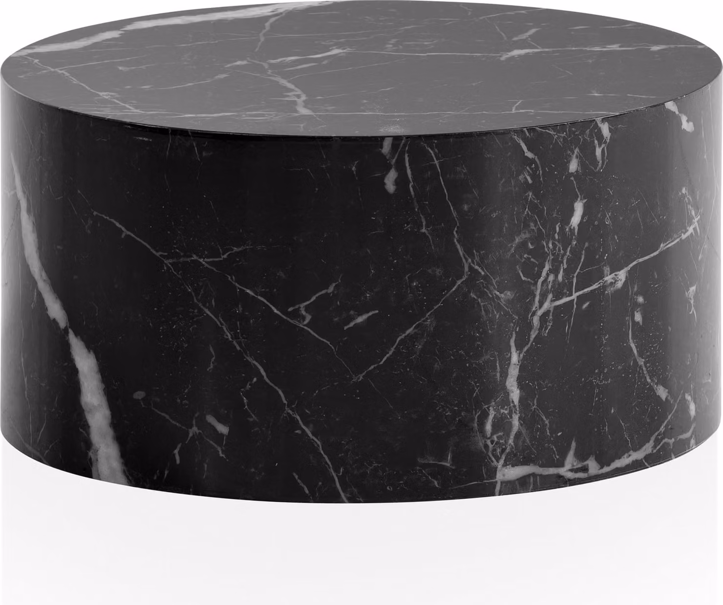 WOHNLING Tavolino MONOBLOC 60x60x30 cm nero lucido con design effetto marmo Tavolino da salotto rotondo tavolino da salotto tavolino moderno