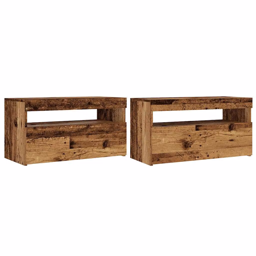 Mobili Porta TV con LED 2 pz Legno Antico in Legno Multistrato