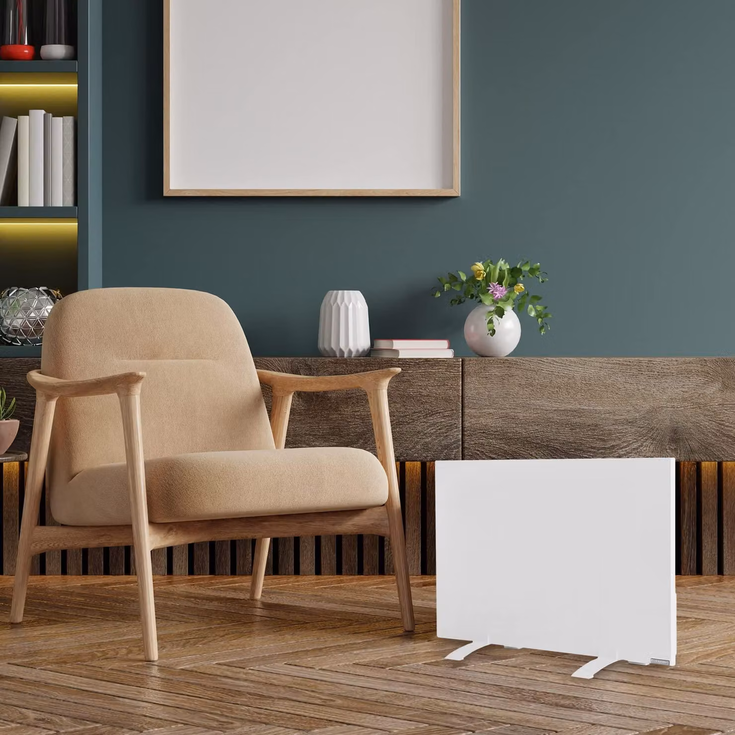 Riscaldamento a infrarossi con Wi-Fi - 40 x 65 cm - 220 Watt - Elettrico - Bianco - Adatto per ufficio e postazioni di lavoro domestiche