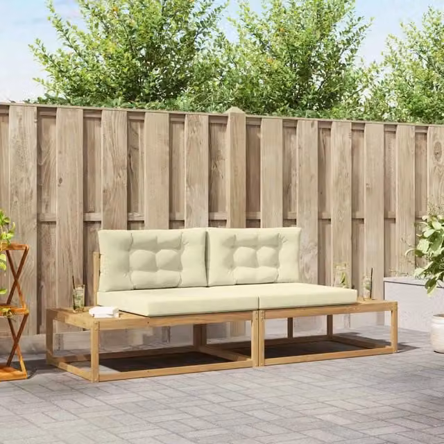 Set di divani da esterno-Sofa da giardino Bianco 230,5 x 83 x 73 cm Poliestere 868601