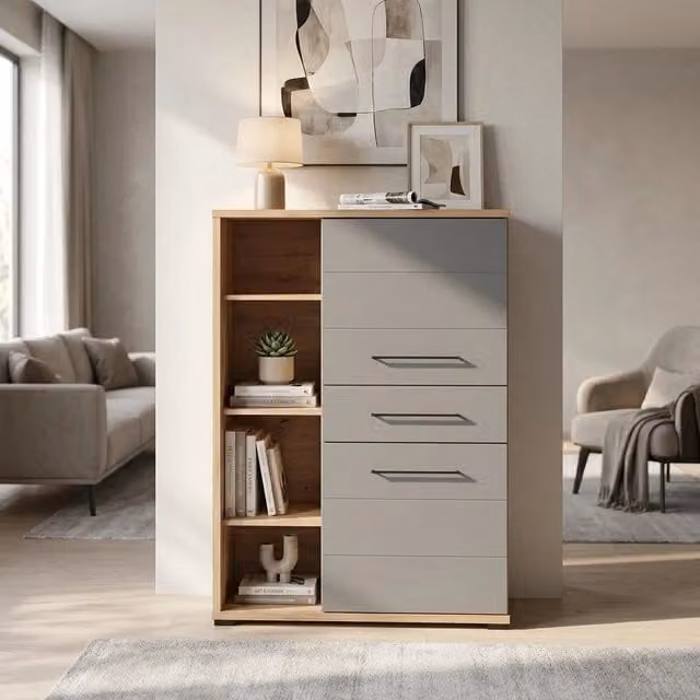 madia due ante quattro cassetti moderna cm 89 5x40x141 5 h - ELLI