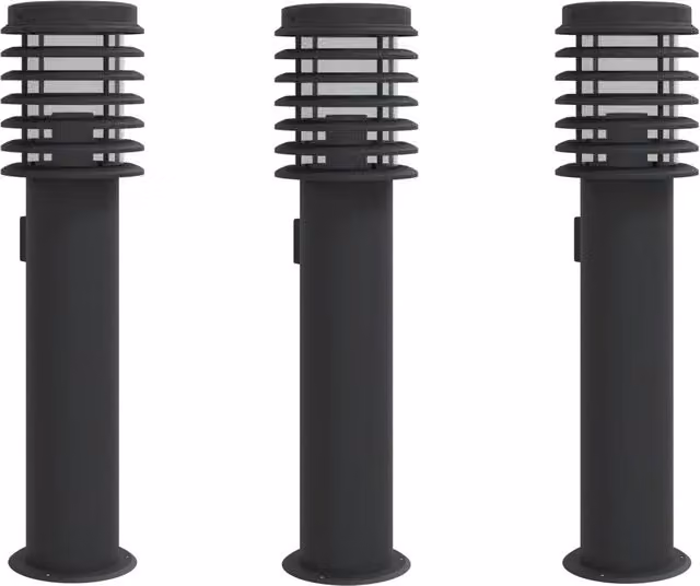 Set di 3 lampade da terra per esterni in acciaio nero con attacco E27, altezza: 60 cm – 1