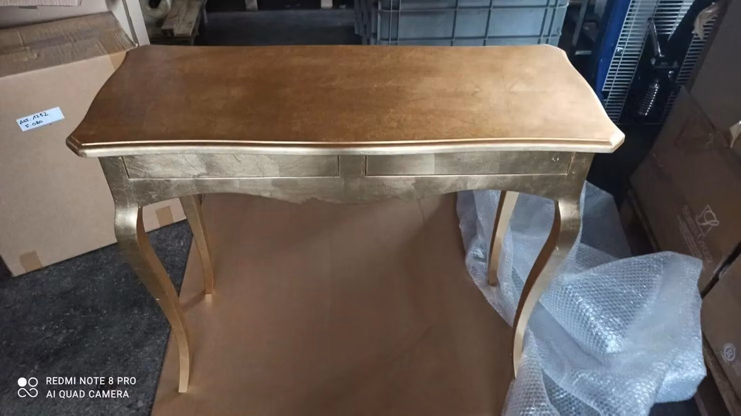Consolle classica Mobili 2G in legno con 2 cassetti e finitura foglia oro L/P/H: 96 x 41 x 80 cm – 2