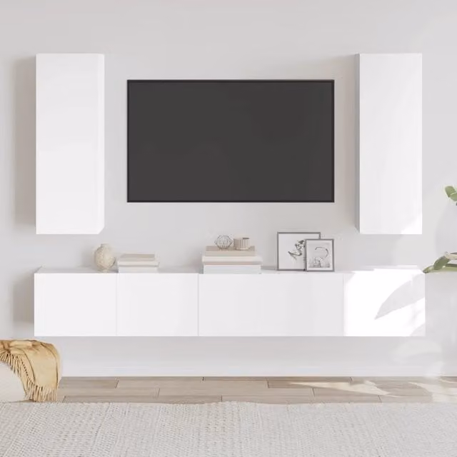 Set di Mobili Porta TV 5 pz Bianco in Legno Multistrato 3114246