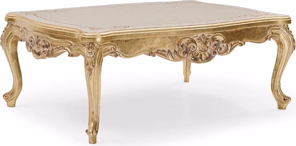 Casa Padrino tavolino barocco oro / crema / bianco - Tavolo da salotto in legno massiccio fatto a mano in stile barocco - Mobili da salotto in stile barocco - Mobili barocchi - Nobile & Magnifico
