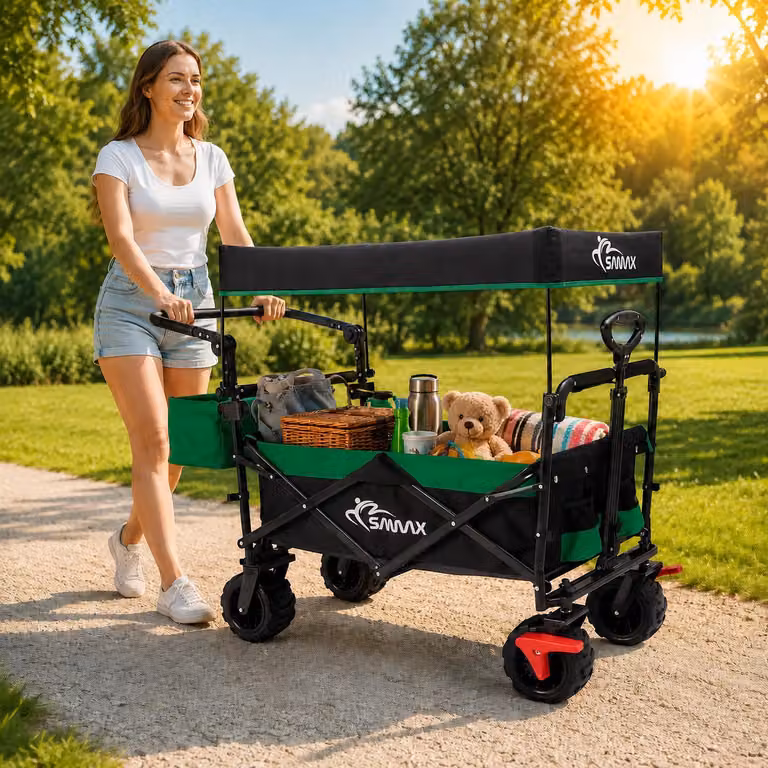 SAMAX Carrello pieghevole Offroad con tetto - Nero / Verde