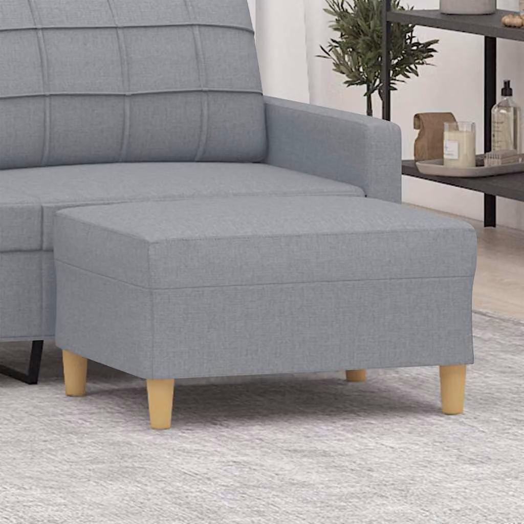 Poggiapiedi vidaXL in tessuto grigio con struttura in legno, L 70 cm x P 55 cm x H 41 cm