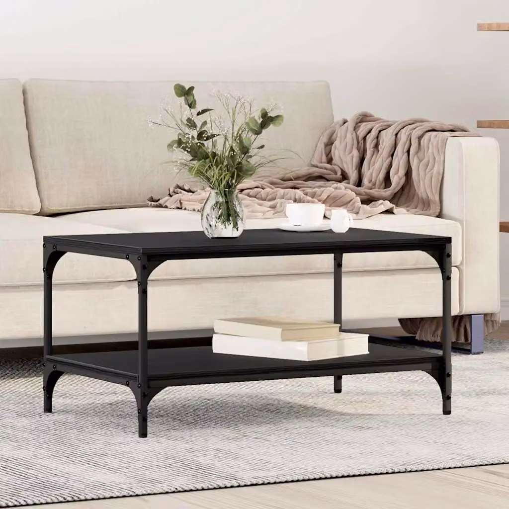 vidaXL Tavolino da salotto moderno rettangolare nero L: 80 cm, P: 50 cm, H: 40 cm