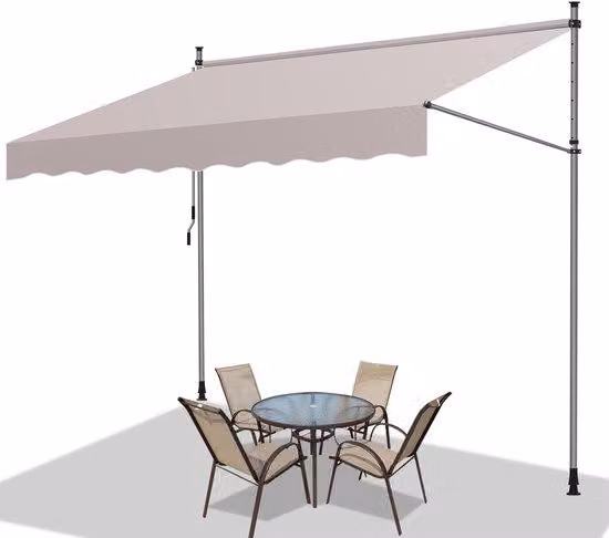 Protezione solare: protezione dai raggi UV e dall'acqua per balcone, terrazza e giardino. Ombrellone resistente al vento, 200 cm, color beige