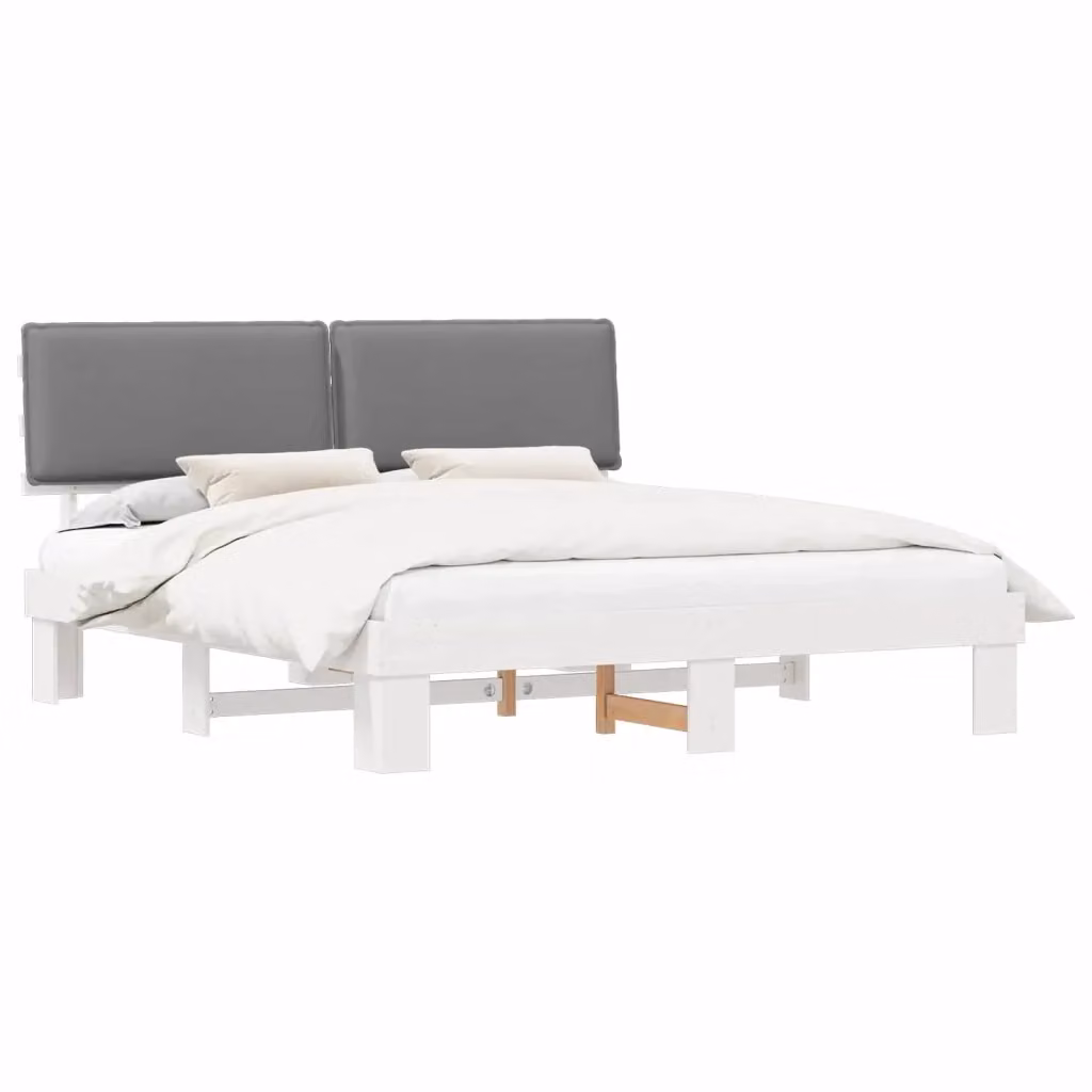 Letto con testiera rivestita vidaXL in legno di pino e tessuto grigio L/P: 180 x 200 cm – 2