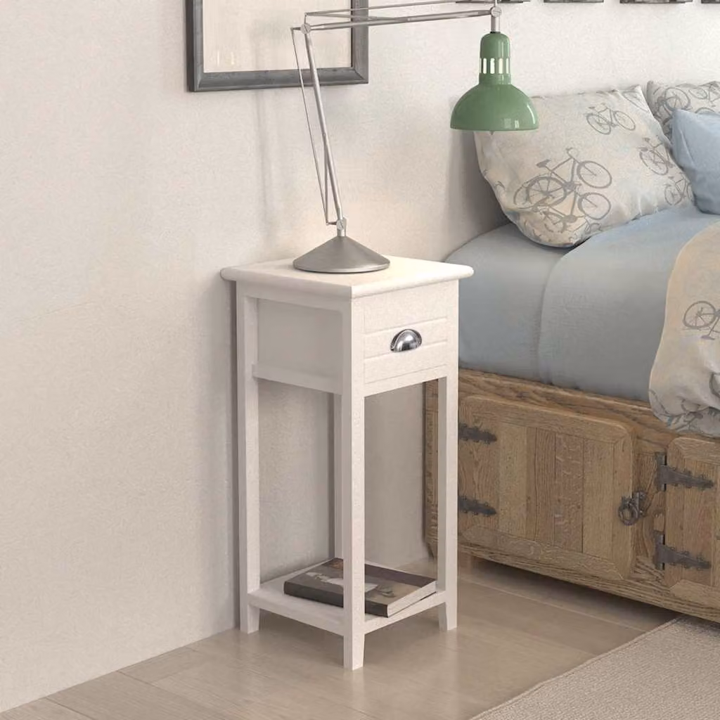 vidaXL Comodino con 1 Cassetto Bianco