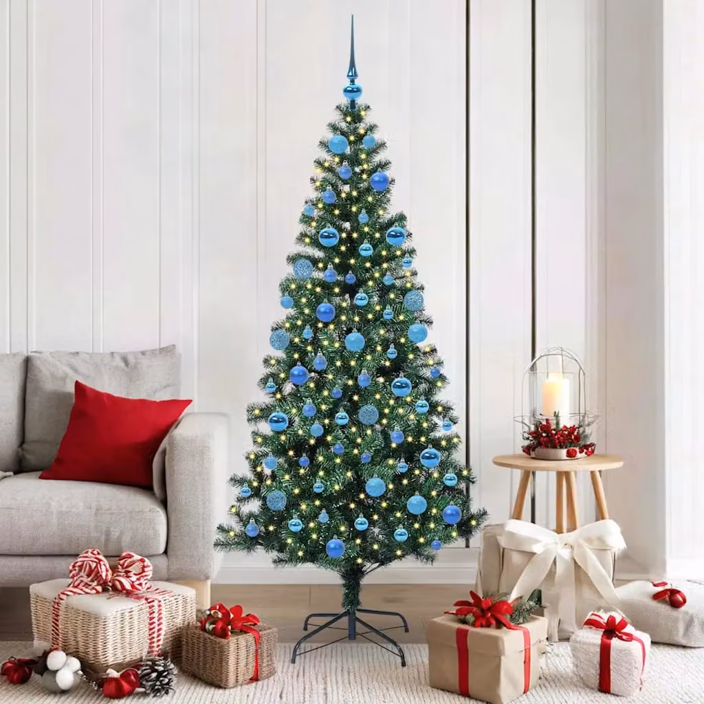 Albero di Natale artificiale vidaXL con luci LED bianco caldo Verde 180 cm
