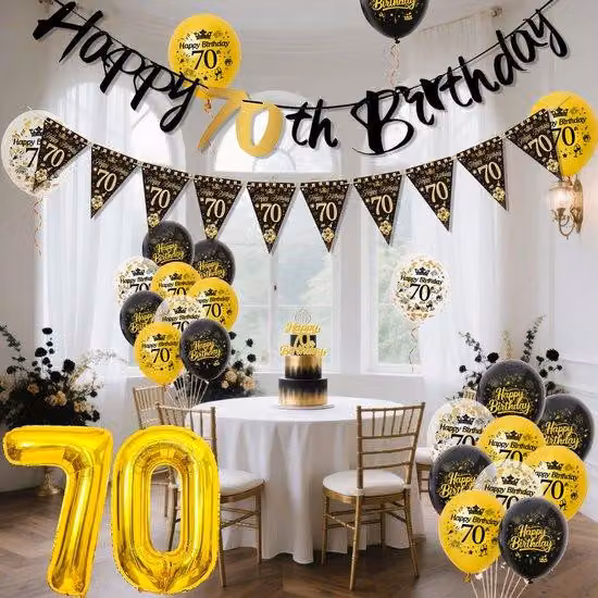 Set per festa per i 70 anni in nero e oro