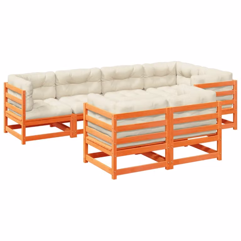 Maison Exclusive - Set Divani Giardino 7 pz con Cuscini Marrone Cera Massello Pino