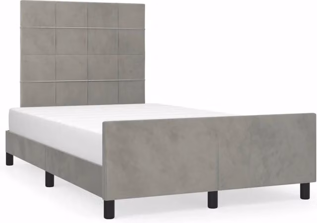 Letto matrimoniale | Letto per adulti | Giroletto senza Materasso Grigio Chiaro 120x190 cm Velluto